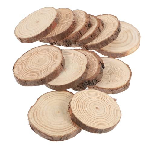 OKUMEYR 12 Stück Holzornament Rohlinge Holzkreise Holzhandwerk Runde Holzspäne Holzscheiben Handgefertigte Holzspäne Holzscheiben Für Ornamente von OKUMEYR