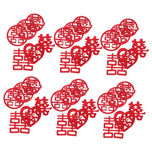 OKUMEYR 120st Mini Doppeltes Glück Konfetti Auf Dem Hochzeitstisch Miniaturdekoration Massenaufkleber Hochzeitsstreuung Romantisches Hochzeits-requisiten Chinesisches Vlies Rot von OKUMEYR