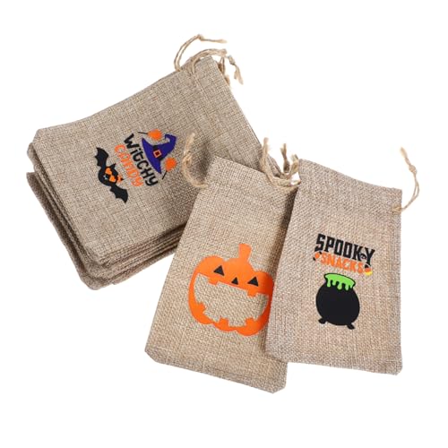 OKUMEYR Halloween Cucurbit Taschen Kordelzug 12 Stück Mesh Verpackung Taschen für Süßigkeiten von OKUMEYR