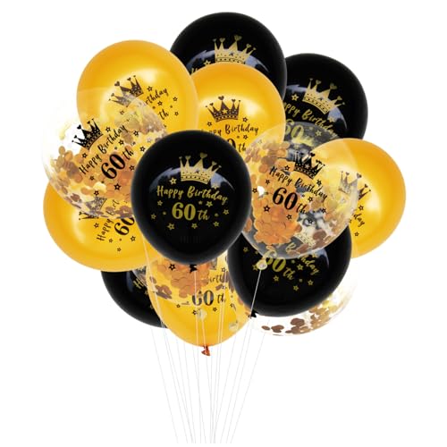 OKUMEYR 15St Geburtstag Luftballons konfettiballone wand polsterung geburtstagsluftballons funky Ballon mit 60 Zahlen aufgeblasener Ballon Latexballons Konfetti Geburtstagsballons Emulsion von OKUMEYR