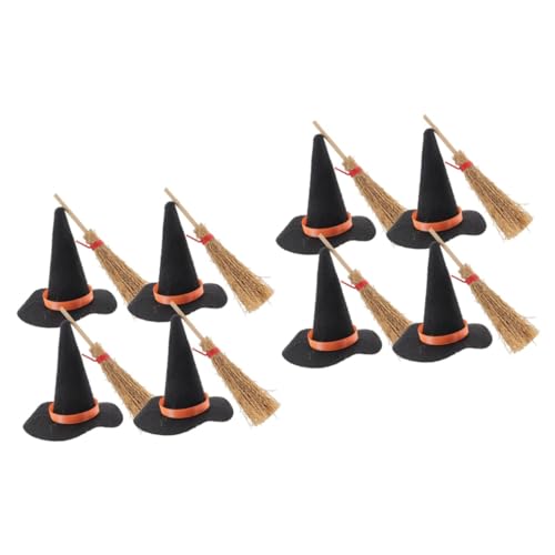 OKUMEYR 16 STK Halloween-hexenhut Hexenhut Und Besendekor Puppenhüte Winziges Hexenhut-Ornament Hut Winzige Dekore Hexenhut Miniatur Kleine Hüte Für Kuchendekor Mini-Hut Black Filzstoff von OKUMEYR