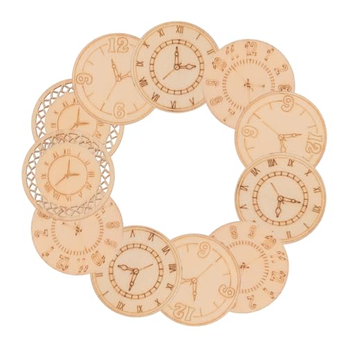 OKUMEYR 16St Holzuhrdekoration Austausch des Zifferblatts Wanduhr-Panel Holz Uhr Dekoration Kreative Holz Handwerke leerer Holzausschnitt unvollendete Holzausschnitte hölzern Beige von OKUMEYR