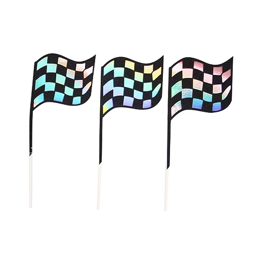 OKUMEYR 18 Stk Kuchendekoration Muffin-topper Zahnstocher Mit Zielflagge Flaggen-cupcake-picks Kuchenverzierung Cupcake-topper Mit Rennflagge Checkered Flag Picks Kuchen Pickt Geburtstag von OKUMEYR