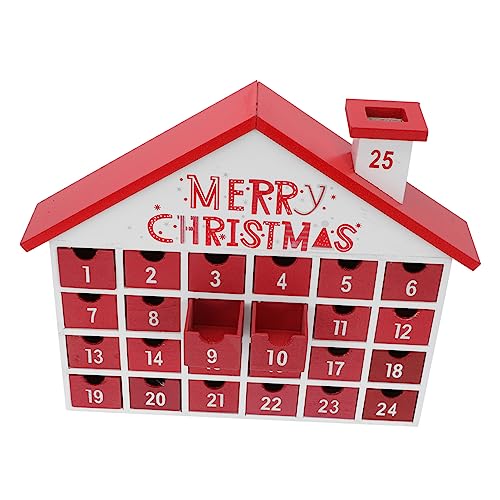 OKUMEYR 1stk Countdown-kalenderschublade Krippe 3d-santa-adventskalender Tischdekoration Schubladen-hauskalender Weihnachtskalender Taschen Adventskalender Aus Filz Heimdekoration Holz Rot von OKUMEYR