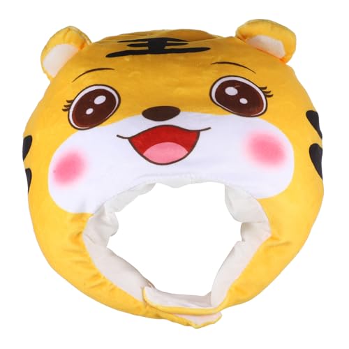 OKUMEYR 1stk Tiger Kopfbedeckung Hut Dummer Hut Foto-prop-hut Tierischer Plüschhut Löwenkopf Hut Hüte Kostüm Glückshut Tier-cosplay Cosplay-zubehör Cartoon-tiger-hut Yellow Pp Baumwolle von OKUMEYR