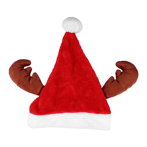 OKUMEYR 1stk Weihnachtsgeweihmütze Weihnachtsfeiertags-geweihhut Erwachsene Weihnachtsmütze Für Dekor Feiertags-partyhüte Rentier-weihnachtsmütze Weihnachtsbaum Hut Plüschstoffe Rot von OKUMEYR