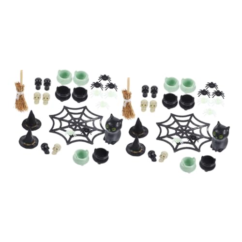 OKUMEYR 2 Sätze Halloween- Halloween-Party-Kessel Kleine Spielzeuge Minifiguren Aus Kunststoff Puppenhauszubehör Mini- -Spielzeug Miniatur-Ornamente Miniaturfiguren Plastik von OKUMEYR