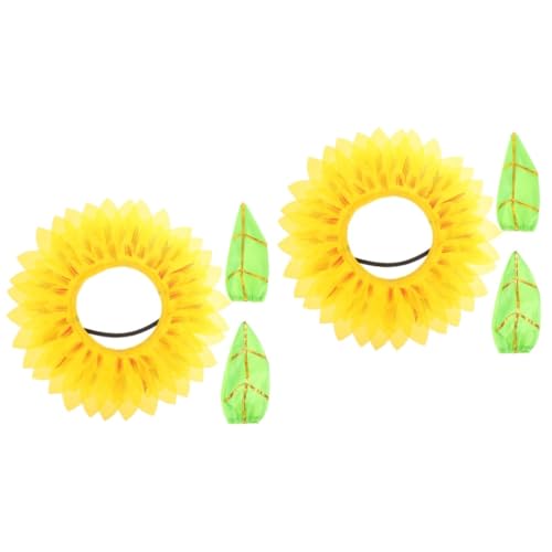 OKUMEYR 2 Sätze Kopfschmuck Aus Sonnenblumen Blumenkopfbedeckungen Für Kinder Blumenhut Halloween-Sonnenblumen-Kopfbedeckung Sonnenblumenhaube Tanzkostüm Party-Requisite Yellow Seidentuch von OKUMEYR