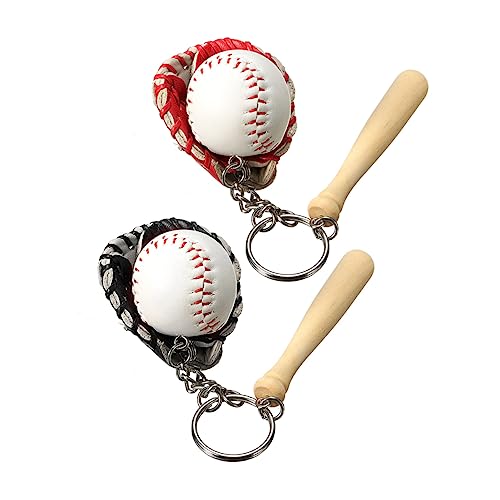 OKUMEYR 2 Satz Baseball-anzug Mini-baseballanzug-modelle Baseballhandschuh Schlüsselanhänger Roter Schlüsselanhänger Bling Dekor Schlüsselanhänger Zum Aufhängen Softball-dekor Neuheit Pu von OKUMEYR