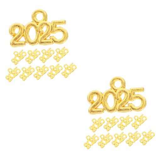 OKUMEYR 200 Stk 2025 Anhänger Halskette Zur Schmuckherstellung Zahlenanhänger 2025 Anhänger Zur Schmuckherstellung Schlüsselanhänger 2025 Charm Anhänger Zum Basteln Golden Zinklegierung von OKUMEYR