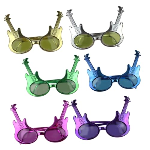 OKUMEYR 24 Stk Gitarrenbrille leuchtbrillen faschingsbrille Festivalbrille dekobrille dekorative Partybrille Spaßbrille für Party schnapsgläser Partybrille im Gitarrenstil Partyzubehör PVC von OKUMEYR