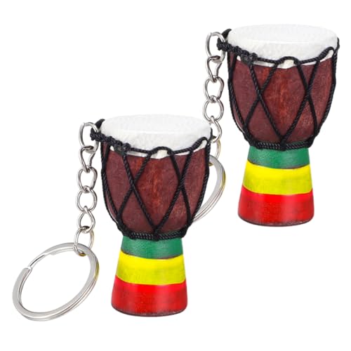 OKUMEYR 2St Djembe-Schlüsselanhänger Charme-Schlüsselanhänger Musiknoten-Schlüsselanhänger Afrikanisches Trommel Schlüsselanhänger Handtrommel Schlüsselring Schlüsselanhänger-Dekor Holz von OKUMEYR