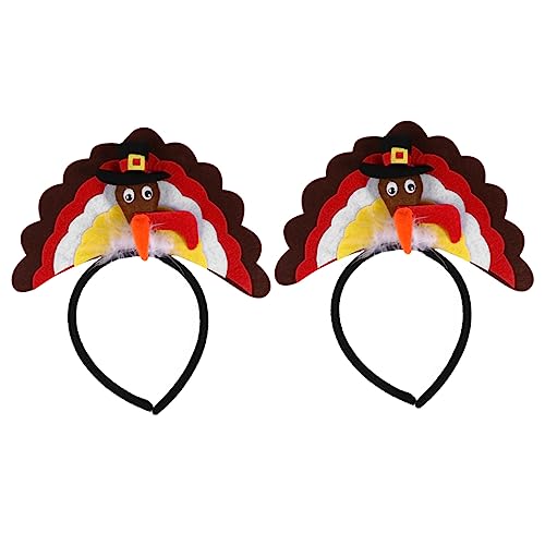 OKUMEYR 2St Truthahn Stirnband Thanksgiving-Kopfband Thanksgiving-Kopfbedeckung thanksgiving dekoration thanksgiving decoration Truthahn-Stirnband Thanksgiving-Accessoires Filzstoff von OKUMEYR