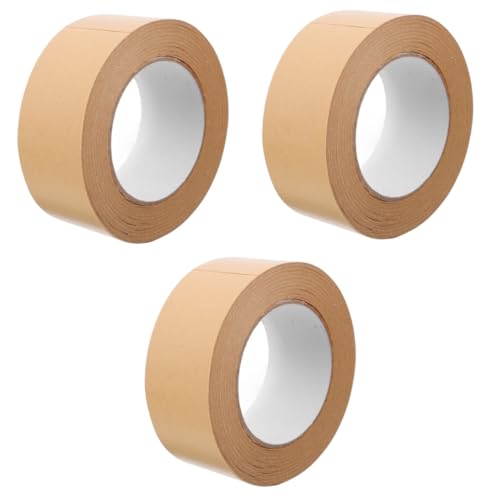 OKUMEYR 3 Rollen Klebeband aus Kraftpapier Packband aus Kraftpapier Aufhänger Straßenband Wandhaken Bleiband Lecks Verschlussband Umzugsklebeband Fotoband für Bilder Versandklebeband Brown von OKUMEYR