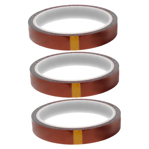 OKUMEYR 3 Rollen Wärmeübertragungsband Thermoband Heißpressband insulation tape isolierklebeband DIY tape abklebeband Klebeband reparieren Klebeband für die Elektronik Polyimidfolie Coffee von OKUMEYR