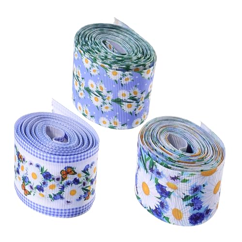 OKUMEYR 3 Rollen Wickelband Blumenband Geschenkdekoration Blumenstraußband Dekorationsband geschenkverpackung Blumenverpackungsband Geschenkband Banddekor Gänseblümchenband Polyester von OKUMEYR