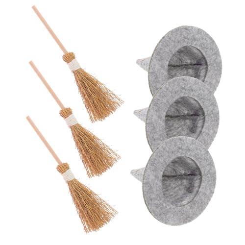 OKUMEYR Mini Hexenhut Besen Set 6PCs Handwerk Dekorationen für Halloween von OKUMEYR