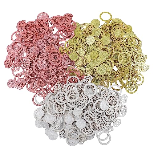 OKUMEYR 3 Sets Ausgeschnittene Diamantringfragmente Roségold Dekor Hochzeitstischkonfetti Runde Punktstreuung Geburtstagstischkonfetti Roségold Konfetti Weihnachtskonfetti Glitzer von OKUMEYR