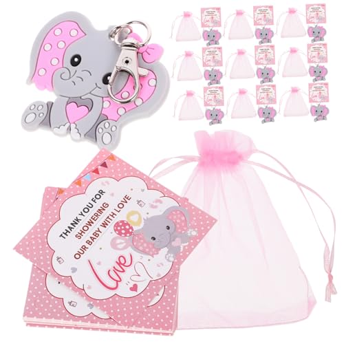 OKUMEYR Baby-dusche-elefant-schlüsselanhänger 30-teiliges Set Organza-kordelzugbeutel Kraft-tags Einzigartige Gäste von OKUMEYR