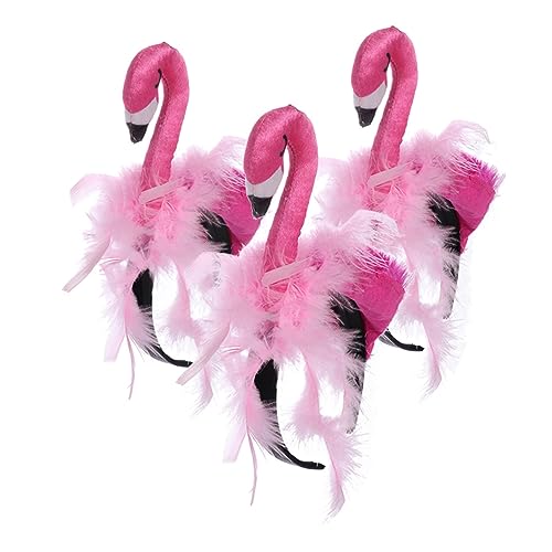 OKUMEYR 3St Flamingo-Stirnband Haarband kinderkostüme hairbands Stirnbänder für das Haar-Make-up von Frauen Cosplay-Requisiten für Kinder lustiges Stirnband Cosplay-Kopfschmuck Satin von OKUMEYR