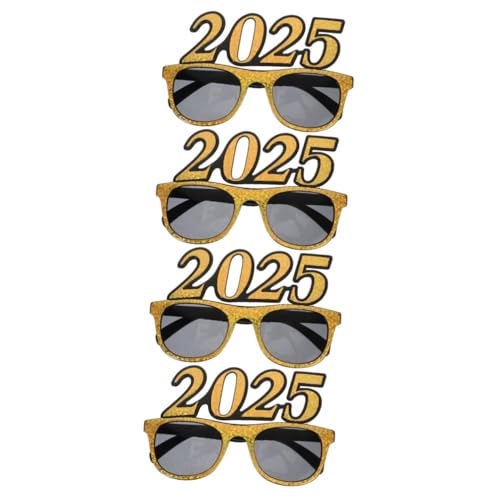 OKUMEYR 4 Stück 2025 2025 Brille Fotokabinen-requisiten Für Das Neue Jahr 2025 Zahlenbrille Partybrille Der Klasse 2025 Neuheitsbrille Silvesterbrille 2025 Neujahrsparty-brillen Stk Golden von OKUMEYR