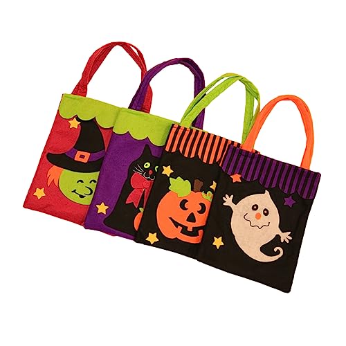 OKUMEYR 4 Stück Halloween-einkaufstaschen-geschenktasche Goodie-tragetaschen Halloween-handtasche Aufbewahrungstasche Süßigkeiten-einkaufstasche Halloween-geschenktüte Gebürstetes Tuch von OKUMEYR