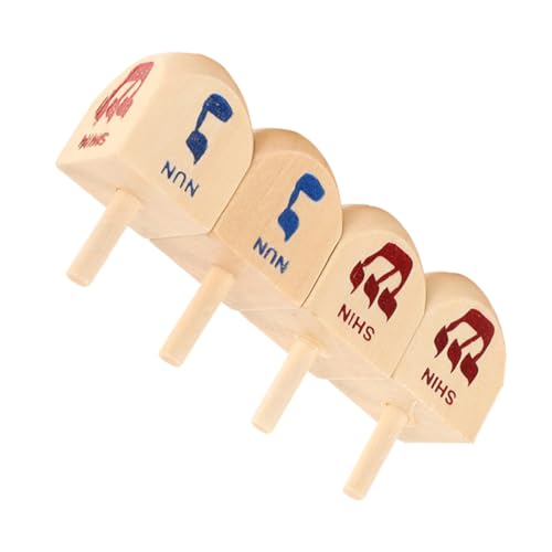 OKUMEYR 4 Stück Kreisel Spielzeug Kleinkinderspielzeug hölzerner Kreisel Chanukka-Dekorationen für Zuhause Chanukka-Spielzeug Chanukka-Dreidel-Spiel Chanukka-Dreidel aus Keramik Holz von OKUMEYR