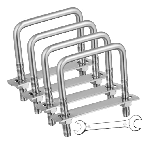 OKUMEYR 4 Stück Schraubenschlüsselsatz edelstahlschrauben quadratische U-Bolzen Vierkant-U-Bolzen u schrauben Quadratischer U-Bolzen du klemmst Rostfreier Stahl Silver von OKUMEYR