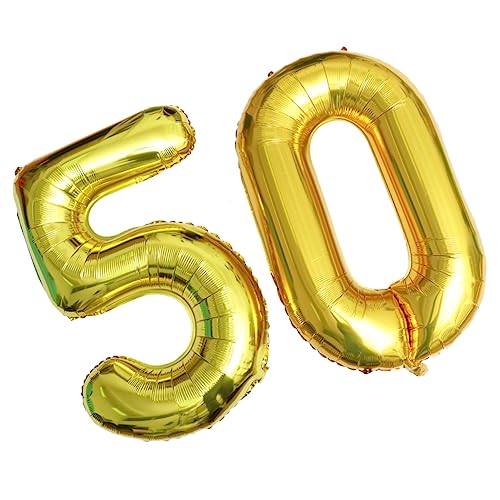 OKUMEYR 40 Zoll Goldene Nummer 50 Folienballons Partyzubehör Für Geburtstag Und Jubiläum Jumbo Ballons Für Foto Requisiten Und Festivaldekorationen von OKUMEYR