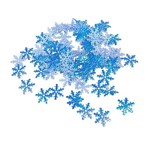 OKUMEYR 400 Stück Schneeflocken Konfetti Aus Kunststoff Blaue Schneeflocken Und Weiße Schneeflocken 2 Cm Für Kreative Weihnachtsfeiern Und von OKUMEYR