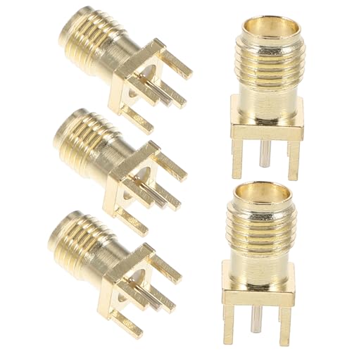 OKUMEYR 5 Stück SMA Stecker Schott Löt HF Koaxial Adapter Gerader HF Stecker Weibliche Basisbuchse Für Antennen Und Koaxialkabel Vergoldet von OKUMEYR