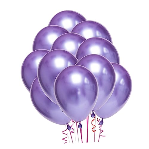 OKUMEYR 50 Stück 10 Partyzubehör Weltraumballons Festivalballons Partyballons aus Metall Ballon steht für Tische Konfetti Tank Ballongas luftballons hochzeitsdeko Latexballons Violett von OKUMEYR