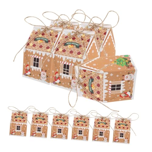 OKUMEYR 50 Stück Lebkuchenhaus-plätzchenbox Leckerli-boxen Aus Papier Lebkuchen-geschenkpapier Lebkuchenhaus-papiertüten Keksbehälter Geschenkboxen Aus Papier Geschenkverpackungen Hanfseil von OKUMEYR