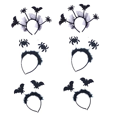 OKUMEYR 6St Halloween Kinder Fledermaus Spinne Stirnband Dekorationen für Halloween Halloween-Kopfbedeckungen Halloween Accessoires halloween mitgebsel kinder haarschmuck Kinderhaare Black von OKUMEYR