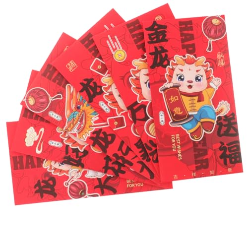 OKUMEYR 6St Roter Umschlag zum Jahr des Drachen Sternzeichen Hong Bao Frühlingsfest rotes Paket chinese new year chinesisch neujahr roter papierumschlag des neuen jahres Neujahr Geldbeutel von OKUMEYR