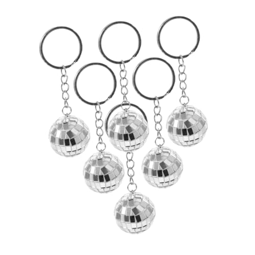 OKUMEYR 6st Disco-schlüsselanhänger Discokugelbecher Mit Hüten Discokugel-schlüsselanhänger Taschenanhänger Disco-geschenktütenfüller Spiegelkugel-schlüsselanhänger Abs Silver von OKUMEYR