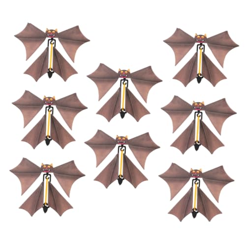 OKUMEYR 8st Fledermaus- -Requisiten Halloween-streichspielzeug Mini-fledermausfiguren Fliegende Fledermauskarten Gruselige Fledermaus Halloween-Party-Fledermaus Plastik Light Brown von OKUMEYR