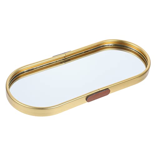 OKUMEYR Ablagefach für Spiegel Schreibtischablage Spiegelablage Make-up-Display-Fach aufbewahrung für schminke aufbewahrung für make-up Schmuck-Organizer verspiegeltes Tablett Glas Golden von OKUMEYR