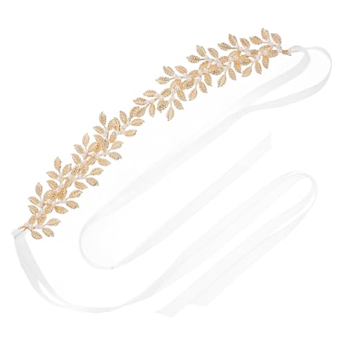 OKUMEYR Blattverzierter Perlen Kopfschmuck Brautkrone Braut Kopfschmuck Braut Tiara Party Dekoration Haarreifen Stirnband Kopfbänder Kopftuch Perlen Haarband Braut Haarband von OKUMEYR