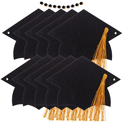 OKUMEYR Doktorhut Ziehen Quastenbanner Bachelor-cap-girlande Abschlusskappen-banner Dekorationen Für Abschlusskappen Banner Der Abschlussfeier 2023 Grad-cap-banner Black Papier von OKUMEYR