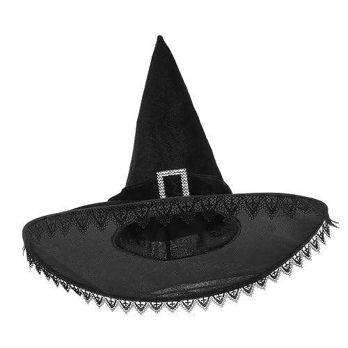 OKUMEYR Halloween-Hexenhut Hexenkostüm für Damen Haustiere Hexenhut tragbarer Hexenhut Halloweenkostüm zaubererhut Halloween Hexenhut Hexenrequisite Halloween-Foto-Requisite Vlies Black von OKUMEYR