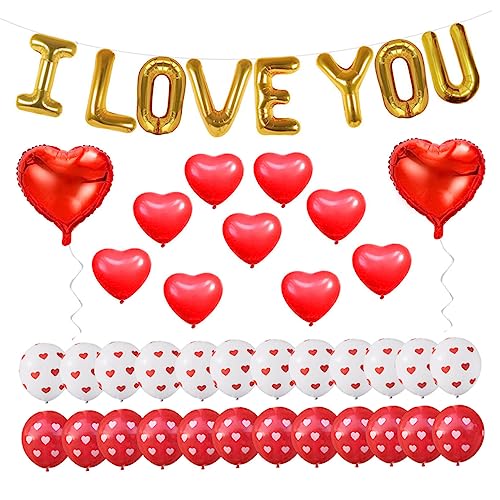 OKUMEYR I Love You Dekorative Herzballons Latex-folienballons Set Rot/weiß Für Partys Und Hochzeiten von OKUMEYR