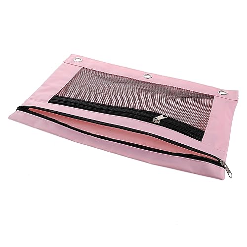 OKUMEYR Reißverschlusstasche für 3-Loch-Ordner aufbewahrungssack aufbewahrungstasche zipper stiftbox federkästchen federmäppchen abnehmbare Bindetasche Binder Stoffbeutel Oxford-Stoff Rosa von OKUMEYR