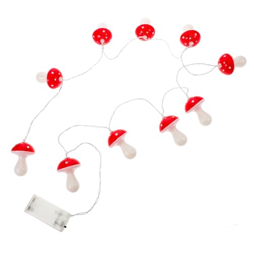 OKUMEYR Schnur Pilz Beleuchtung Kettenlichter Zur Dekoration Musher Pilze Pilz Nachtlichter Leuchtende Pilz LED Hängelichter Pilz Lichterkette Pilzlampe Rotes Pvc von OKUMEYR