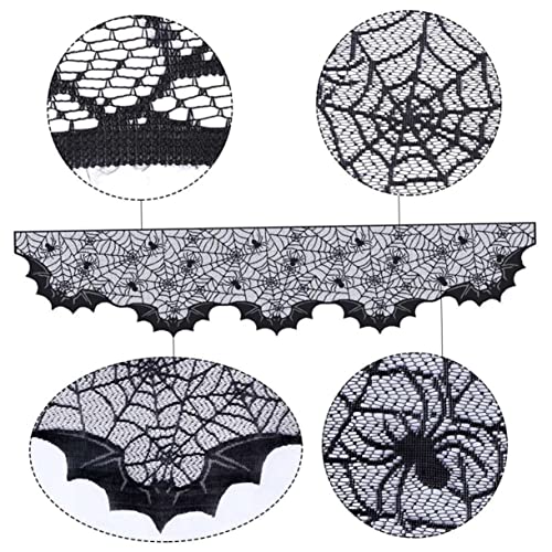 OKUMEYR Tischläufer aus Halloween-Spitze Halloween tischdecke Halloween Table Cloth Festliche tischdecken Randbereich Halloween-Fensteraufkleber Party Kamintuch Halloween-Tischläufer Black von OKUMEYR