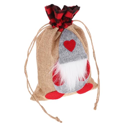 OKUMEYR Cartoon Gnome Design Santa Tasche Weihnachten Jute Sackleinen Candy Tasche von OKUMEYR