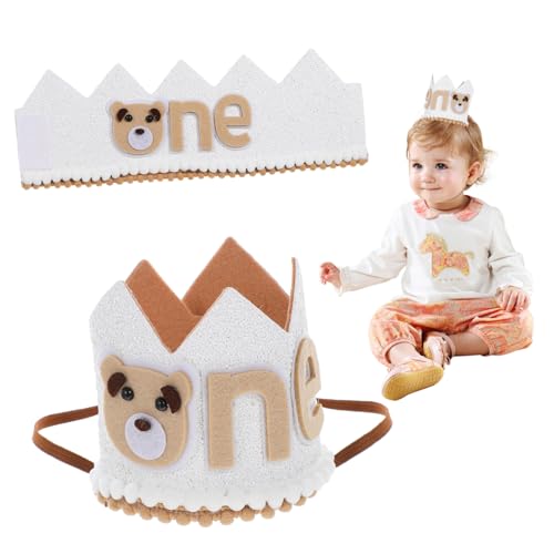 OKUMEYR -geburtstagsmütze Babys Geburtstagskrone Kuchenkegel Geburtstags-outfit Kronenhut Zum 1. Geburtstag Bärenhut Geburtstagshüte in Pastell Neugeborene Geburtstagskrone Kappe Vlies von OKUMEYR