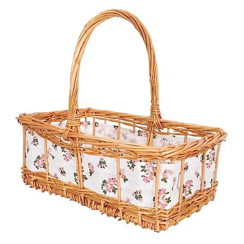 OKUMEYR geflochtener Blumenkorb Festival dekorativer Korb dekorativer Weidenkorb Körbe aus Rattan Weinkorb easter basket ostern körbe tragbarer Weidenkorb Weidengeflechtkorb Stoff Colorful von OKUMEYR