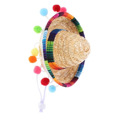 OKUMEYR Mexiko Partyhüte Kleiner Stroh-sombrero Mit Pompom Und Kinnriemen Partydekorationen von OKUMEYR