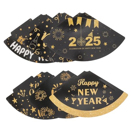 OKUMEYR Ausgefallene Neujahrshüte aus Papier in Kegelform 6er-Pack Schwarz/Gold für Geburtstagsfeiern Silvester von OKUMEYR